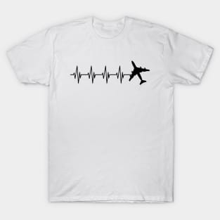 Airplane Pilot Heartbeat T-Shirt